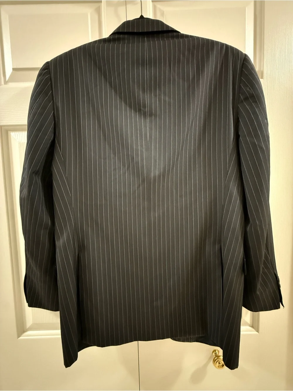 Versace Mens 48C 38R Wool Silk Black White Pinstripe Blazer Switzerland